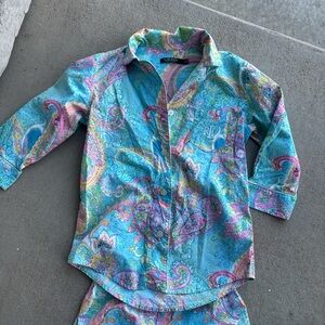Ralph Lauren Blue Paisley Pajama Set